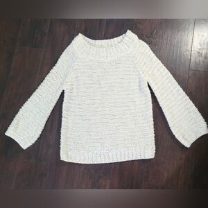 Billabong Cream Popcorn Sweater with Scoop Neck Box Neckline • Size XL